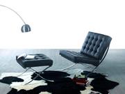 Комплект БАРСЕЛОНА черный/белый (кресло+оттоманка)